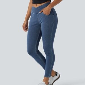 HALARA High Waisted Crossover Denim Jeggings size M